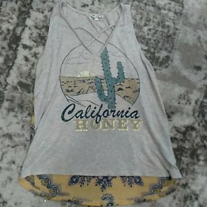 California honey v neck tank top